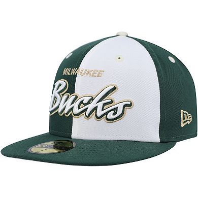 Men's New Era Hunter Green/White Milwaukee Bucks Griswold 59FIFTY Fitted Hat