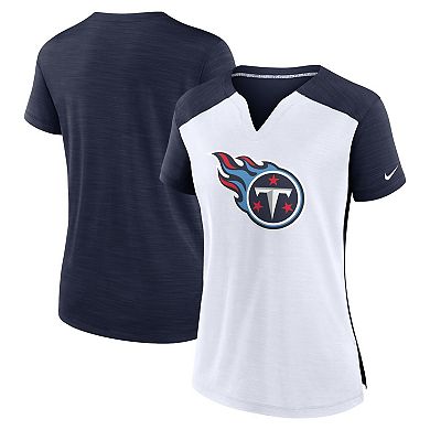 Women's Nike White/Navy Tennessee Titans Impact Exceed Performance Notch Neck T-Shirt