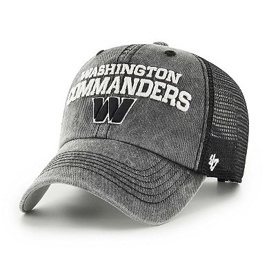 Men's '47 Black Washington Commanders Drumlin Trucker Clean Up Snapback Hat