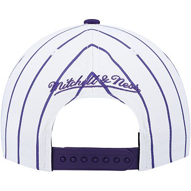 Men's Mitchell & Ness White Toronto Raptors Hardwood Classics Pinstripe Snapback Hat