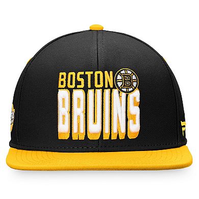 Men's Fanatics Branded Black/Gold Boston Bruins Heritage Retro Two-Tone Snapback Hat