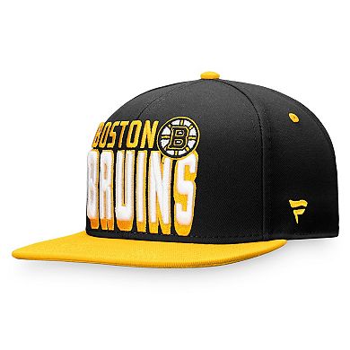 Men's Fanatics Branded Black/Gold Boston Bruins Heritage Retro Two-Tone Snapback Hat