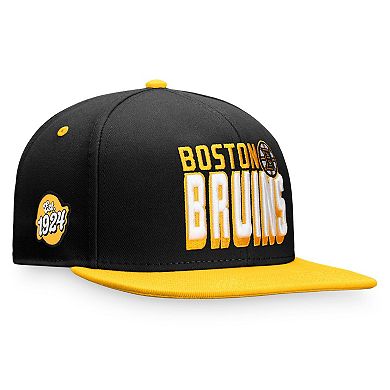 Men's Fanatics Branded Black/Gold Boston Bruins Heritage Retro Two-Tone Snapback Hat