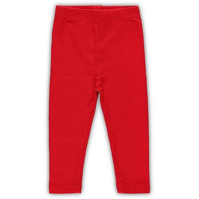 Girls Infant Wes & Willy Scarlet Ohio State Buckeyes Tie-Dye Ruffle Raglan Long Sleeve T-Shirt & Leggings Set