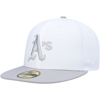 Men's New Era White/Gray Oakland Athletics 1972 World Series Side Patch Undervisor 59FIFTY Fitted Hat