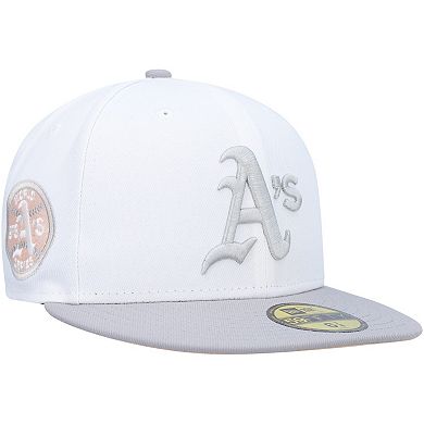 Men's New Era White/Gray Oakland Athletics 1972 World Series Side Patch Undervisor 59FIFTY Fitted Hat