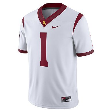 Men's Nike White USC Trojans #1 Away Game Jersey