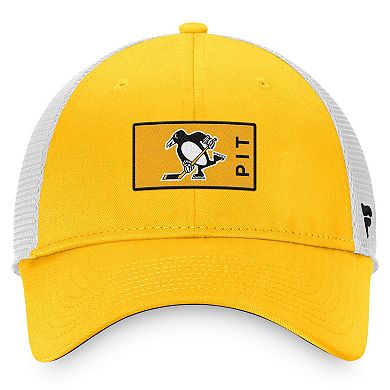 Men's Fanatics Branded Gold/White Pittsburgh Penguins Authentic Pro Trucker Snapback Hat