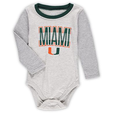 Infant Wes & Willy Heather Gray Miami Hurricanes Jie Jie Long Sleeve Bodysuit & Pants Set