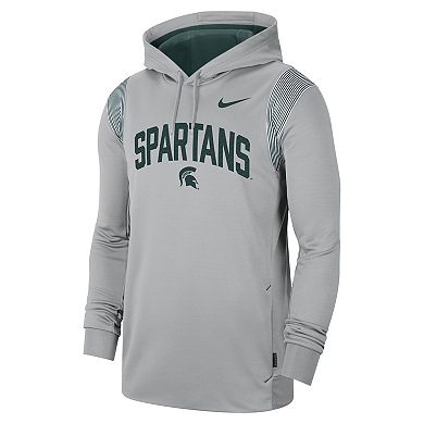 Men's Nike Gray Michigan State Spartans 2022 Game Day Sideline Performance Pullover Hoodie