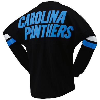 Women's Fanatics Branded Black Carolina Panthers Spirit Jersey Lace-Up V-Neck Long Sleeve T-Shirt