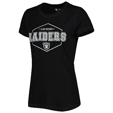 Women's Concepts Sport Black/Gray Las Vegas Raiders Plus Size Badge T-Shirt & Pants Sleep Set