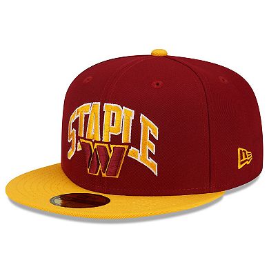 Men's New Era Burgundy/Gold Washington Commanders NFL x Staple Collection 59FIFTY Fitted Hat
