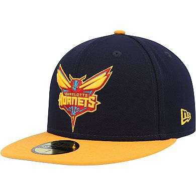 Men's New Era Navy/Gold Charlotte Hornets Midnight 59FIFTY Fitted Hat