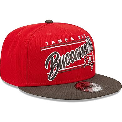 Men's New Era Scarlet/Pewter Tampa Bay Buccaneers Team Script 9FIFTY Snapback Hat