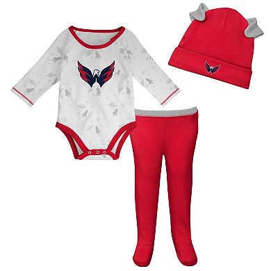 Newborn & Infant White/Red Washington Capitals Dream Team Hat Pants & Bodysuit Set
