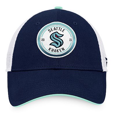 Men's Fanatics Branded Deep Sea Blue/White Seattle Kraken Iconic Gradient Trucker Snapback Hat