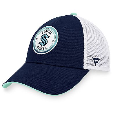 Men's Fanatics Branded Deep Sea Blue/White Seattle Kraken Iconic Gradient Trucker Snapback Hat