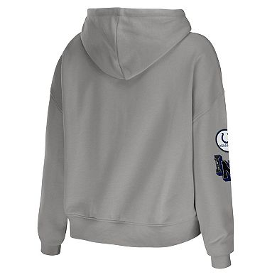 Women's WEAR by Erin Andrews Gray Indianapolis Colts Modest Cropped Pullover Hoodie