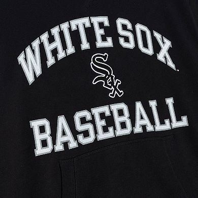 Men's Mitchell & Ness Black Chicago White Sox Cooperstown Collection Washed Fleece Pullover Short Sleeve Hoodie