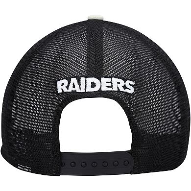 Men's New Era Cream/Black Las Vegas Raiders Chrome Collection 9FIFTY Trucker Snapback Hat