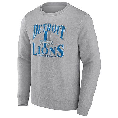 Men's Fanatics Branded Heathered Charcoal Detroit Lions Playability Pullover Sweatshirt
