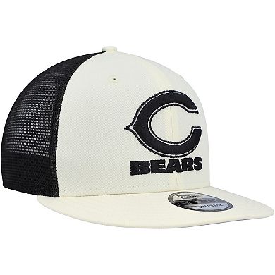 Men's New Era Cream/Black Chicago Bears Chrome Collection 9FIFTY Trucker Snapback Hat