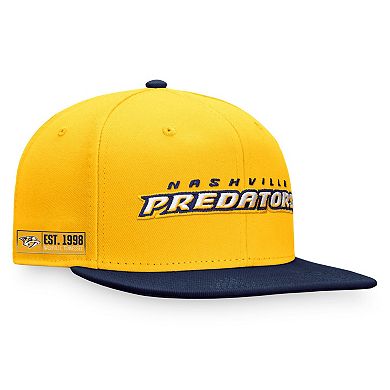 Men's Fanatics Branded Gold/Navy Nashville Predators Iconic Color Blocked Snapback Hat
