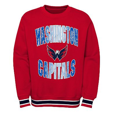 Youth Red Washington Capitals Classic Blueliner Pullover Sweatshirt