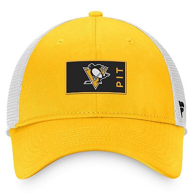Men's Fanatics Branded Gold/White Pittsburgh Penguins Authentic Pro Rink Trucker Snapback Hat
