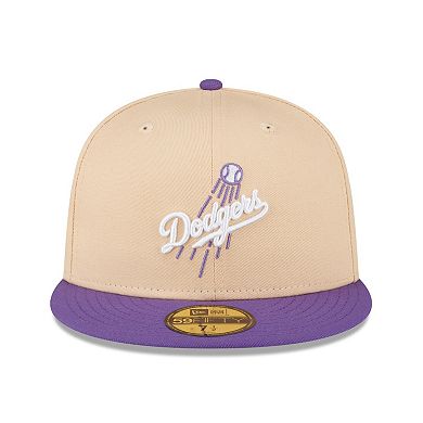 Men's New Era Peach/Purple Los Angeles Dodgers 1988 World Series Side Patch 59FIFTY Fitted Hat