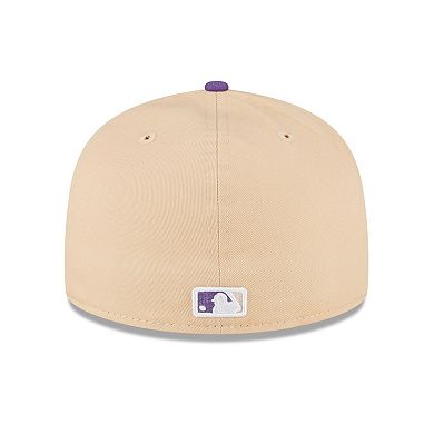 Men's New Era Peach/Purple Los Angeles Dodgers 1988 World Series Side Patch 59FIFTY Fitted Hat