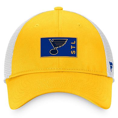 Men's Fanatics Branded Gold/White St. Louis Blues Authentic Pro Rink Trucker Snapback Hat