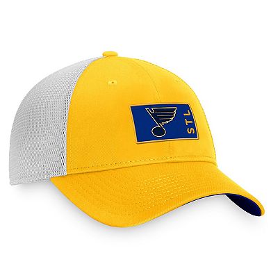 Men's Fanatics Branded Gold/White St. Louis Blues Authentic Pro Rink Trucker Snapback Hat