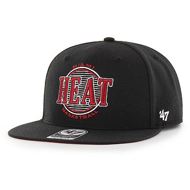 Men's '47 Black Miami Heat High Post Captain Snapback Hat
