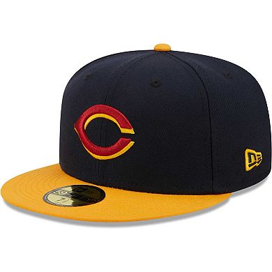 Men's New Era Navy/Gold Cincinnati Reds Primary Logo 59FIFTY Fitted Hat