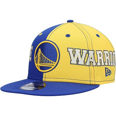 Men's New Era Royal/Gold Golden State Warriors Team Split 9FIFTY Snapback Hat