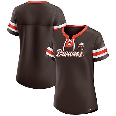Women's Fanatics Branded Brown Cleveland Browns Original State Lace-Up T-Shirt