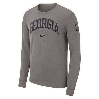 Men's Nike Heather Gray Georgia Bulldogs Arch 2-Hit Long Sleeve T-Shirt
