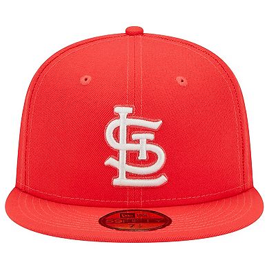 Men's New Era Red St. Louis Cardinals Lava Highlighter Logo 59FIFTY Fitted Hat
