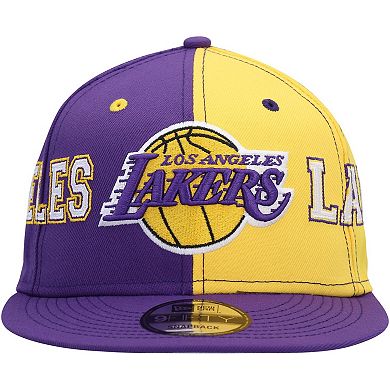 Men's New Era Purple/Gold Los Angeles Lakers Team Split 9FIFTY Snapback Hat