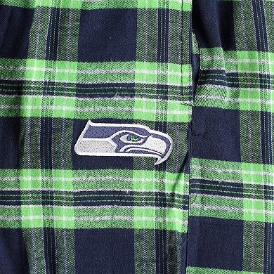 Men's Concepts Sport College Navy/Neon Green Seattle Seahawks Big & Tall Flannel Sleep Set