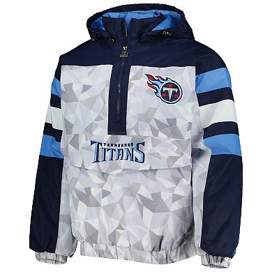 Men's Starter White/Navy Tennessee Titans Thursday Night Gridiron Raglan Half-Zip Hooded Jacket