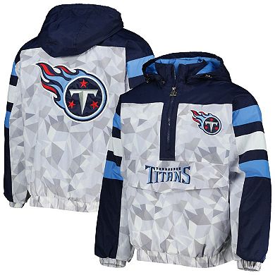 Men's Starter White/Navy Tennessee Titans Thursday Night Gridiron Raglan Half-Zip Hooded Jacket