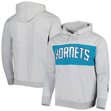 Men's Fanatics Branded Heather Gray Charlotte Hornets Wordmark French Terry Pullover Hoodie
