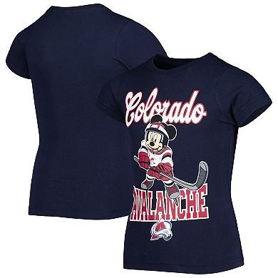Girls Youth Navy Colorado Avalanche Mickey Mouse Go Team Go T-Shirt