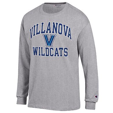 Men's Champion Heather Gray Villanova Wildcats High Motor Long Sleeve T-Shirt