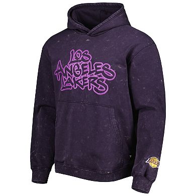 Unisex The Wild Collective Purple Los Angeles Lakers Tonal Acid Wash Pullover Hoodie