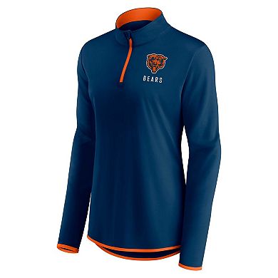 Women's Fanatics Branded Navy Chicago Bears Worth the Drive Quarter-Zip Top