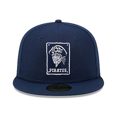 Men's New Era Navy Pittsburgh Pirates Cooperstown Collection Oceanside Green Undervisor 59FIFTY Fitted Hat